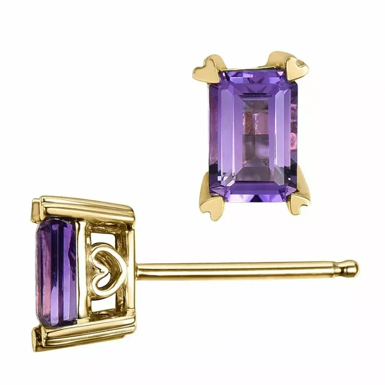 2 x 0,55 ct koru lila ametisti nappikorvakorut 14 karaatin kultaa kanssa ametisti