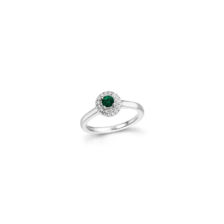 smaragdi timanttisormus 14 karaatin valkokultaa 0,27 ct 0,24 ct