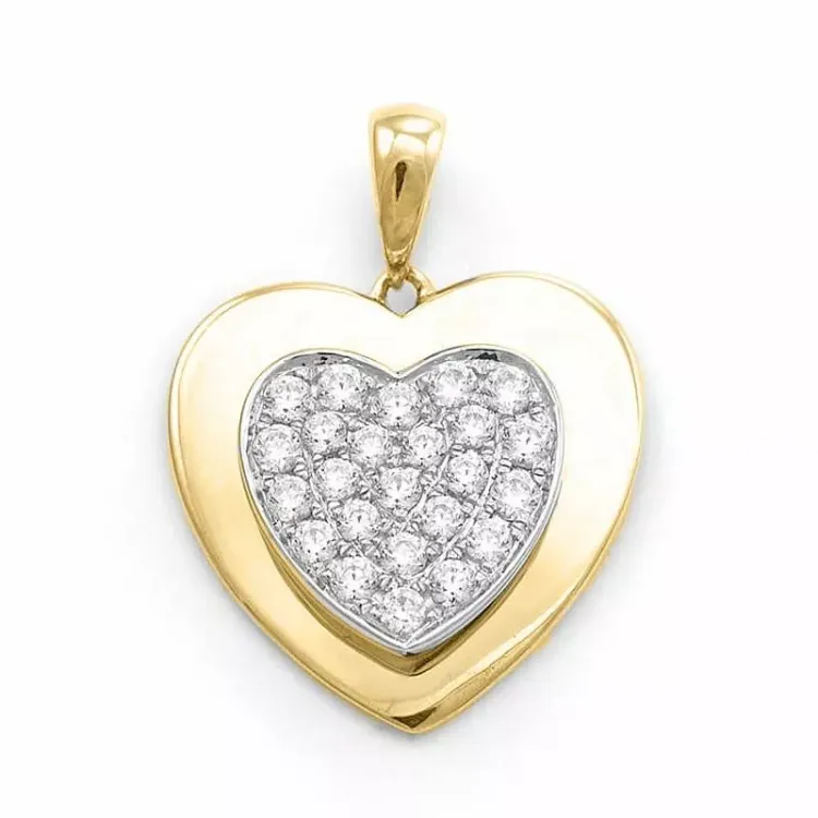 sydän timanttiriipus 14 karaatti kulta ja valkokultaa 0,53 ct