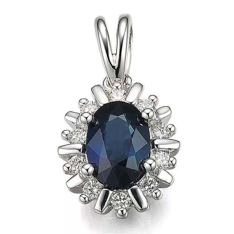ovaali safiiri riipus 14 karaatti valkokultaa 0,15 ct