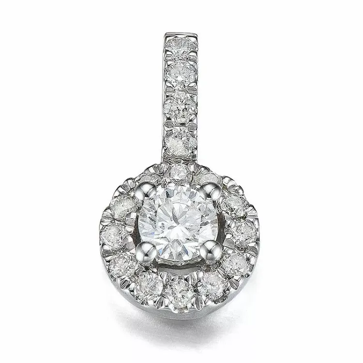 Pyöreä timantti valkokulta riipus 14 karaatti valkokultaa 0,13 ct 0,12 ct