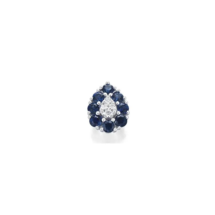 Pisaranmuotoinen safiiri timanttiriipus 14 karaatti valkokultaa 0,95 ct 0,06 ct