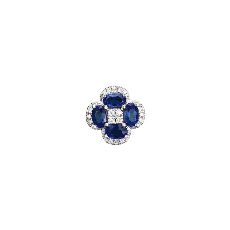 kukka safiiri timanttiriipus 14 karaatti valkokultaa 0,13 ct 1,40 ct
