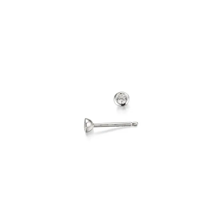 2 x 0,05 ct solitaire-nappikorvakorut 14 karaatin valkokultaa kanssa timantti