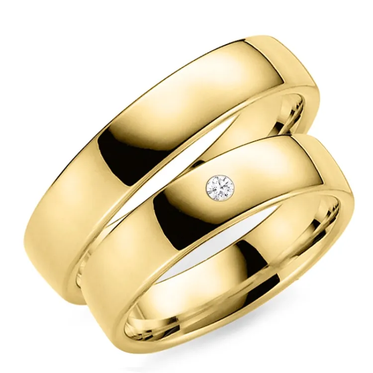 5 mm vihkisormusta 9 karaatin kultaa 0,03 ct - setit