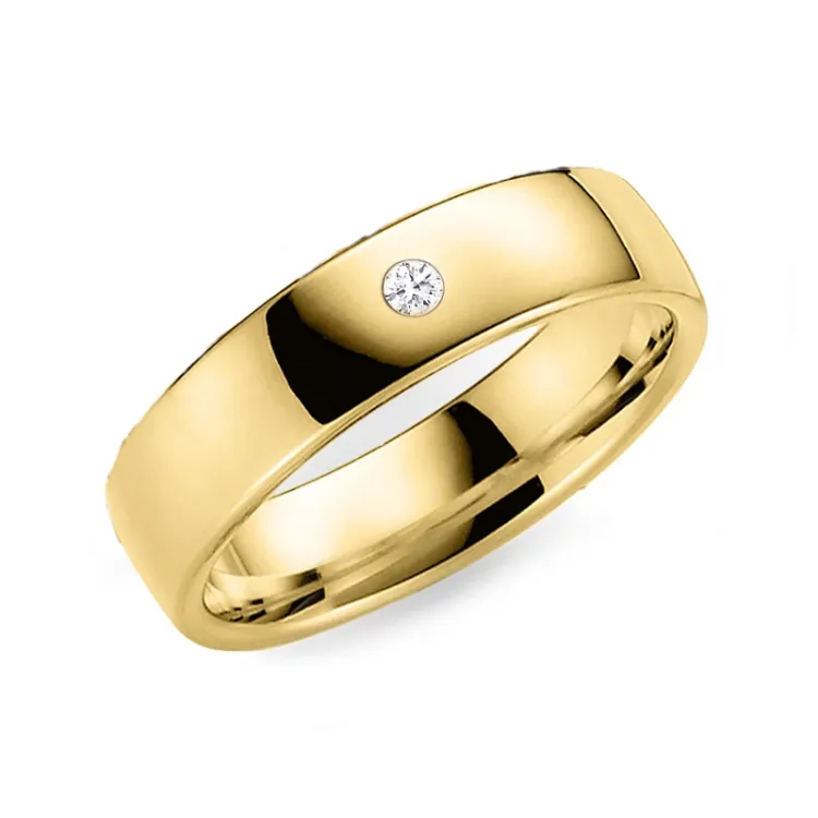 6 mm timantti vihkisormus 9 karaatin kultaa 0,03 ct