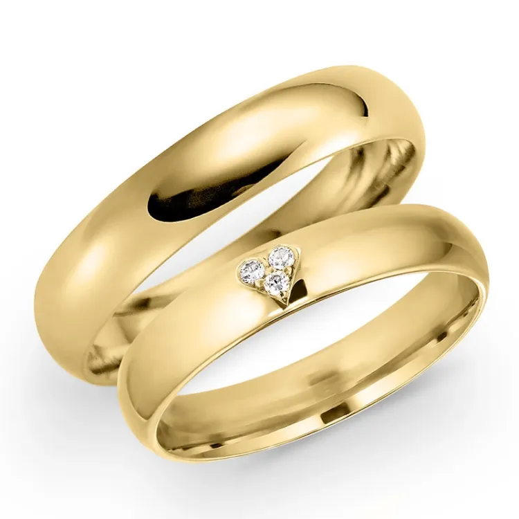 4 mm timantti vihkisormusta 14 karaatin kultaa 0,03 ct - setit