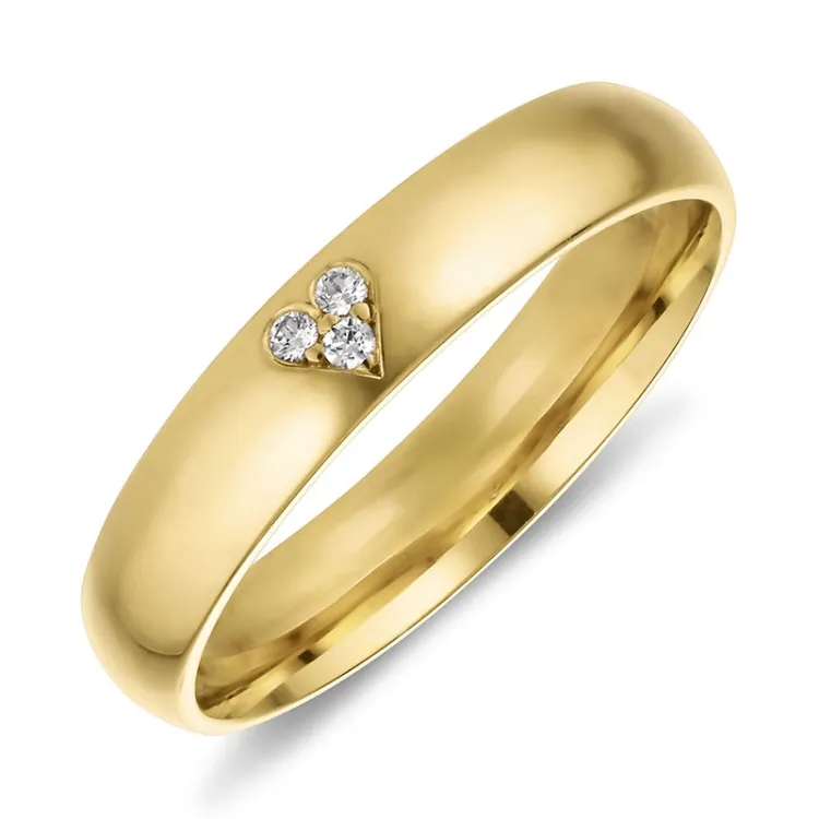 4 mm sydän timantti vihkisormus 14 karaatin kultaa 0,01 ct