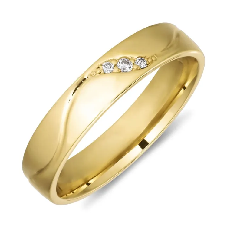 4 mm timantti vihkisormus 9 karaatin kultaa 0,008 ct ja 0,015 ct