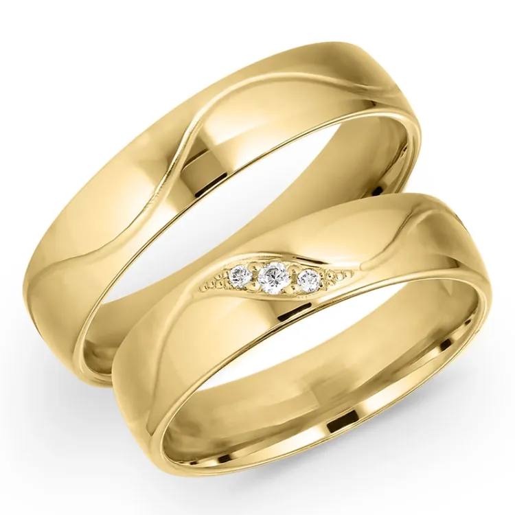 5 mm timantti vihkisormusta 9 karaatin kultaa 0,008 ct ja 0,02 ct - setit
