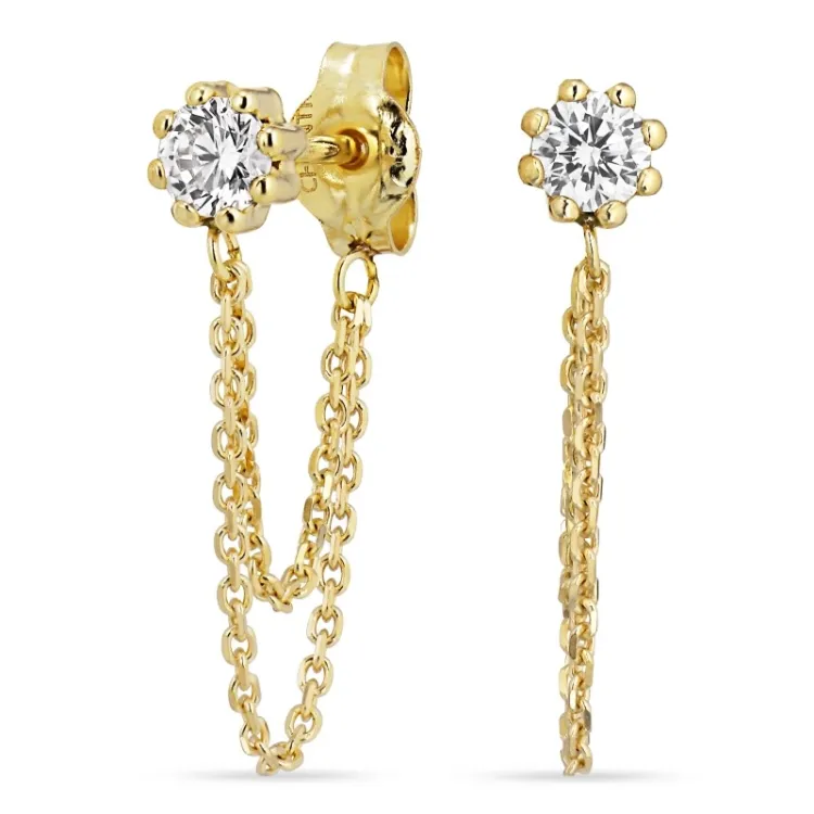 ketjukorvakorut 9 karaatin kultaa kanssa zirkoni - Gold Collection