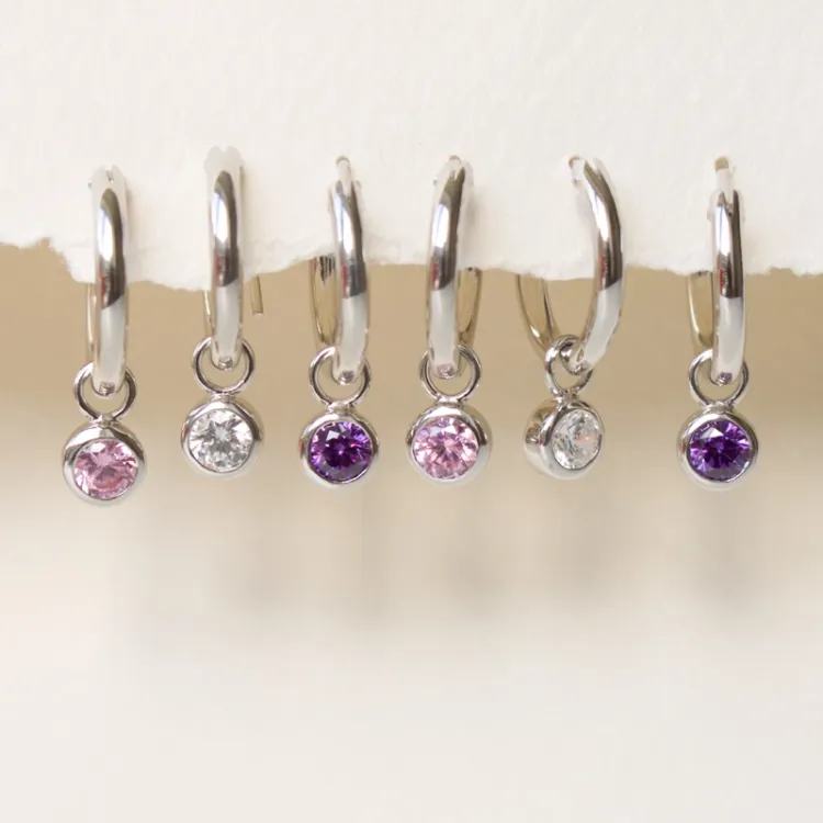 14,5 mm lila zirkoni rengas  hopeaa