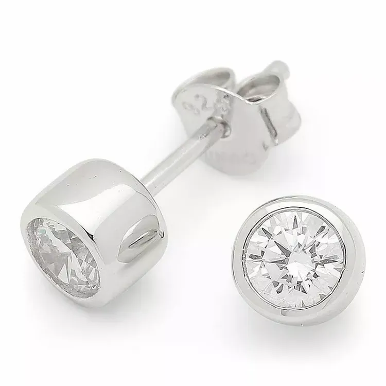 5 mm zirkoni korvarenkaat hopea