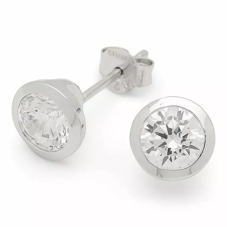 7,5 mm zirkoni nappikorvakorut hopea