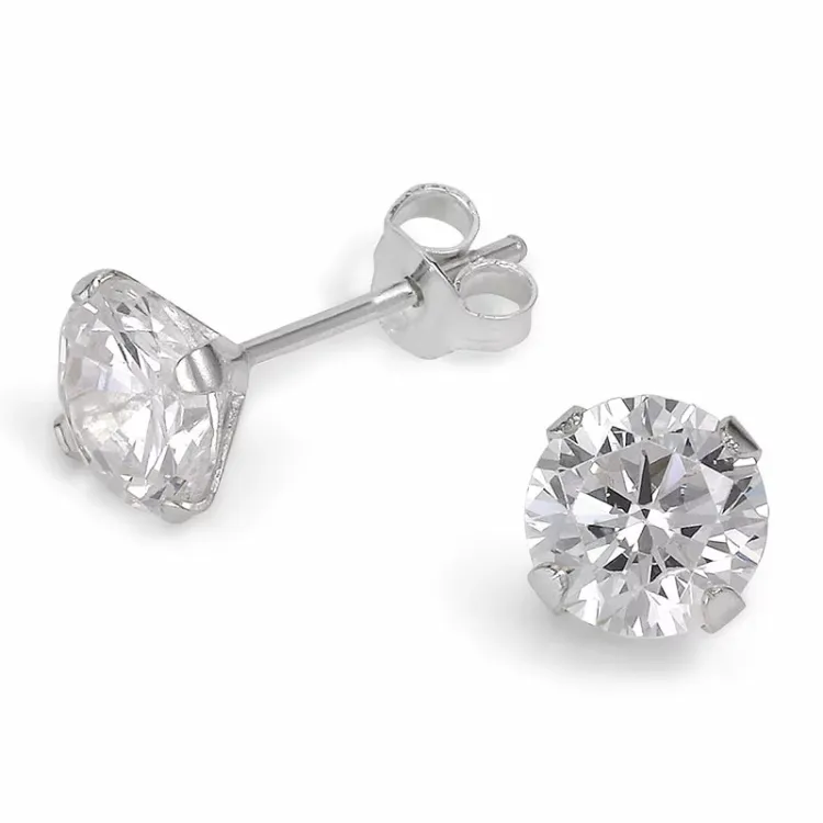 8 mm zirkoni korvarenkaat hopea
