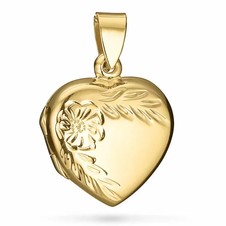 18 x 20 mm sydän medaljonki  kullattua hopeaa