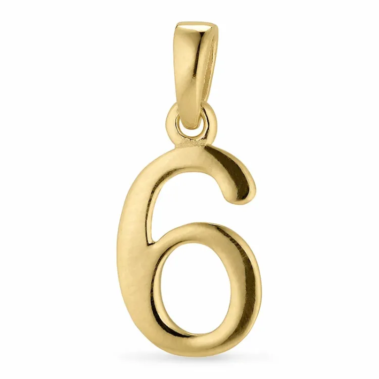 numero 6 riipus kullattua hopeaa