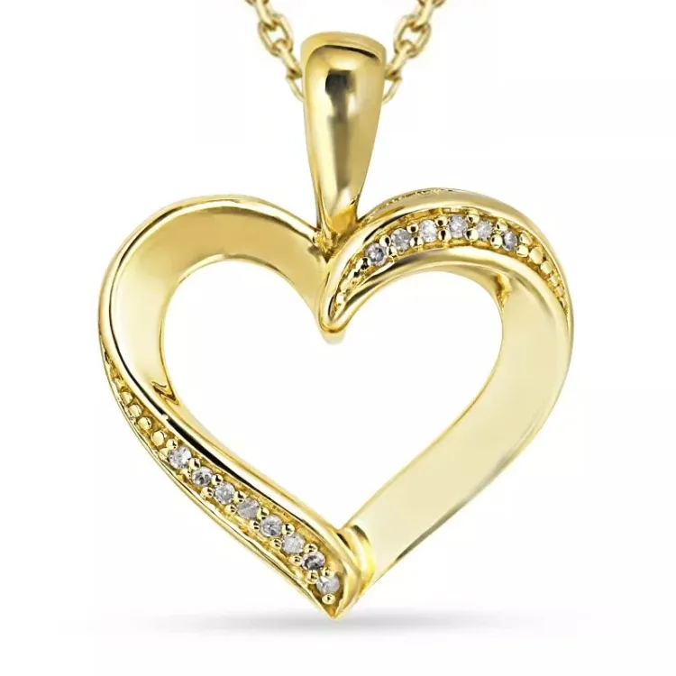 sydän timantti kaulaketju kullattua hopeaa riipus 8 karaatin kultaa - Gold Collection
