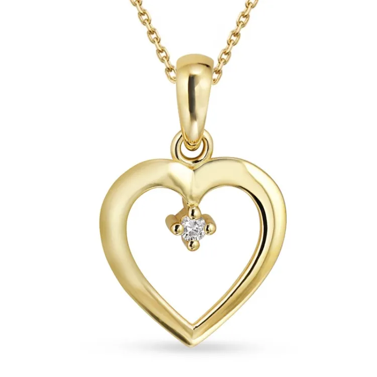 sydän timantti kaulaketju kullattua hopeaa riipus 8 karaatin kultaa - Gold Collection