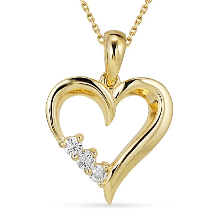 sydän timantti kaulaketju kullattua hopeaa riipus 8 karaatin kultaa - Gold Collection