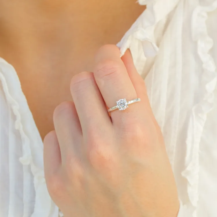 zirkoni solitaire-sormus hopea
