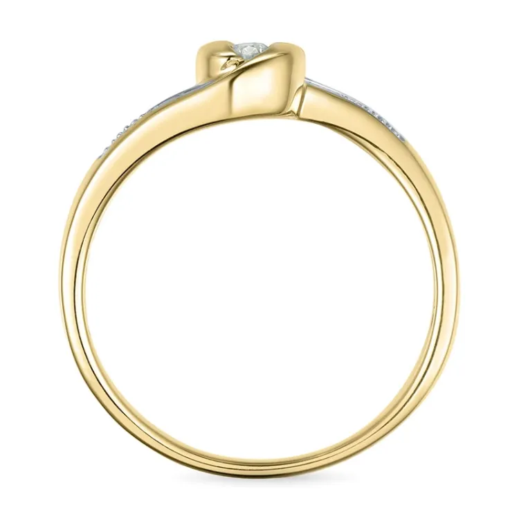 abstrakti timanttisormus 9 karaatin kulta ja valkokultaa 0,05 ct