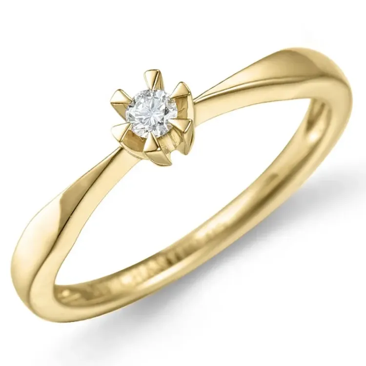 0,05 ct timantti solitaire-sormus 9 karaatin kultaa 0,05 ct