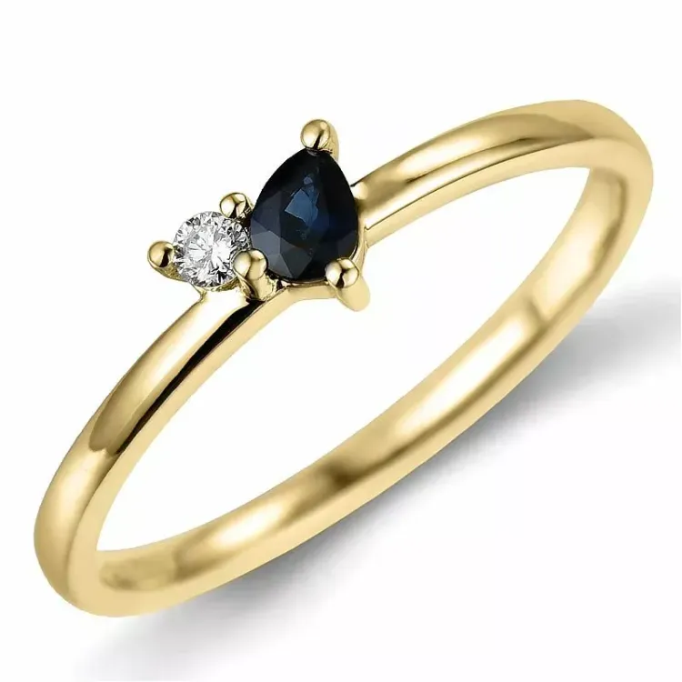 safiiri timanttisormus 9 karaatin kultaa 0,22 ct 0,04 ct