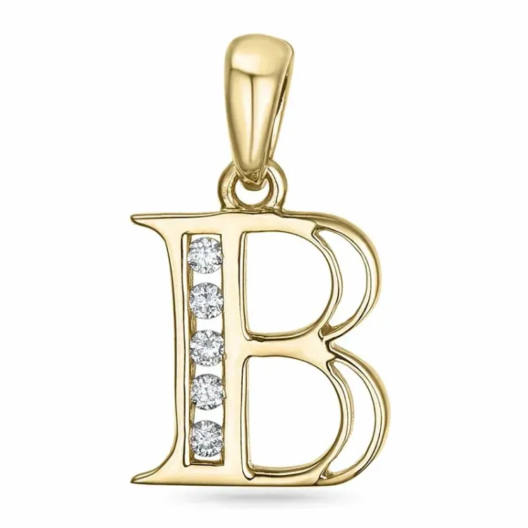 b-kirjain timantti riipus 9 karaatti kultaa 0,05 ct