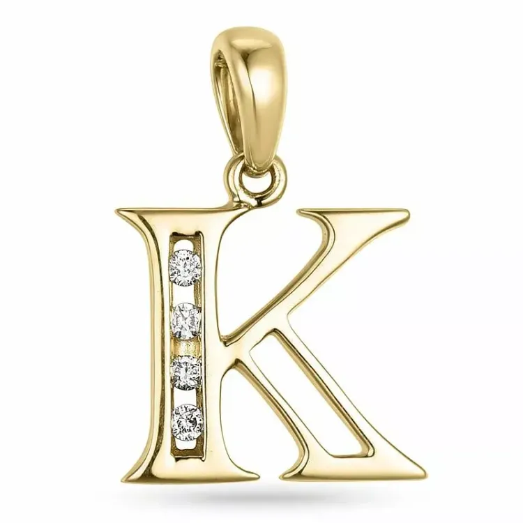 k-kirjain riipus 9 karaatti kultaa 0,04 ct