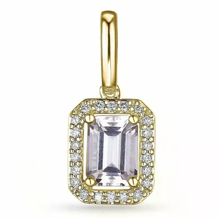 Morganite timanttiriipus 9 karaatti kultaa 0,78 ct 0,11 ct