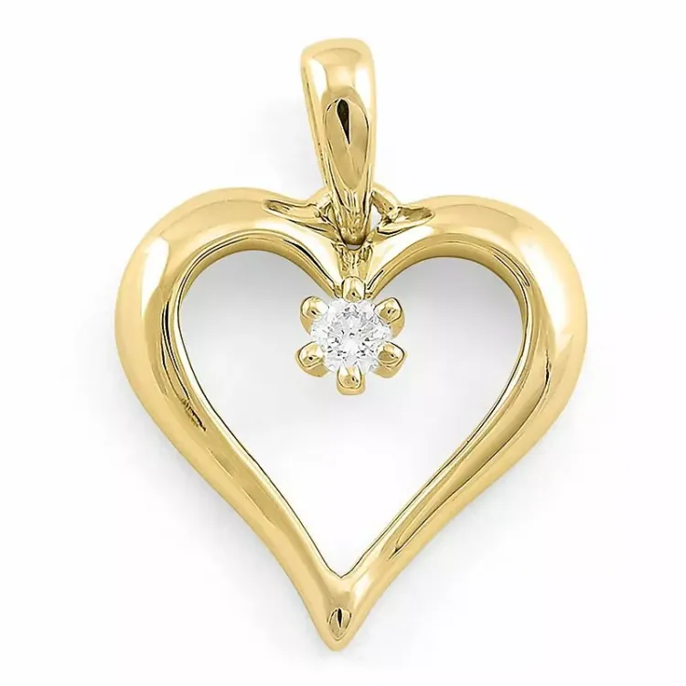 sydän timanttiriipus 9 karaatti kultaa 0,08 ct