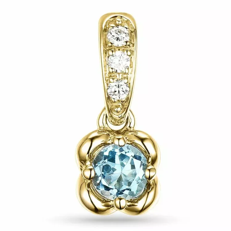 kukka topaasi timanttiriipus 9 karaatti kultaa 0,03 ct 0,21 ct
