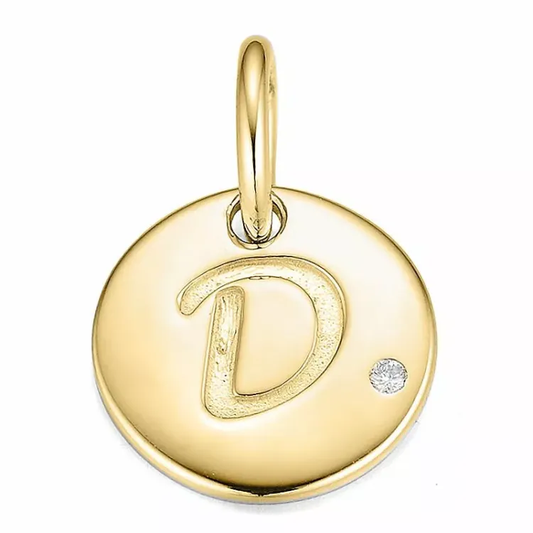 d-kirjain timantti riipus 9 karaatti kultaa 0,01 ct