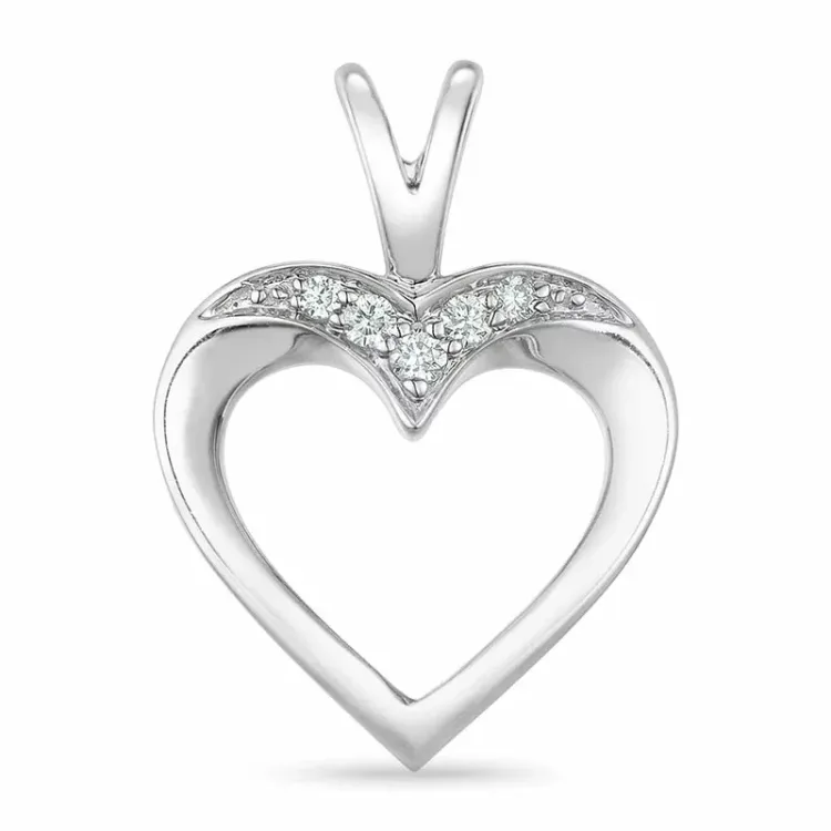 sydän timantti riipus 9 karaatti valkokultaa 0,05 ct