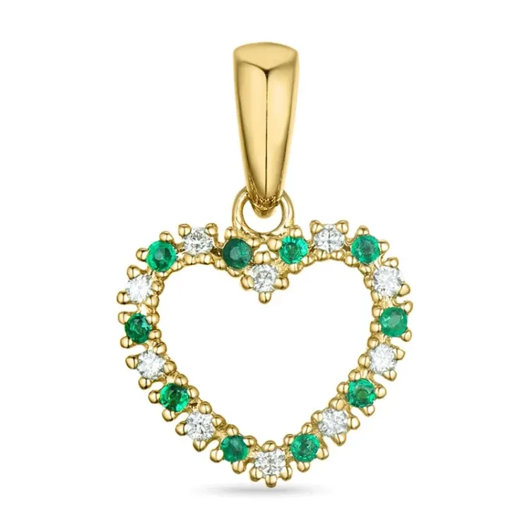 sydän smaragdi riipus 9 karaatti kultaa 0,08 ct 0,06 ct