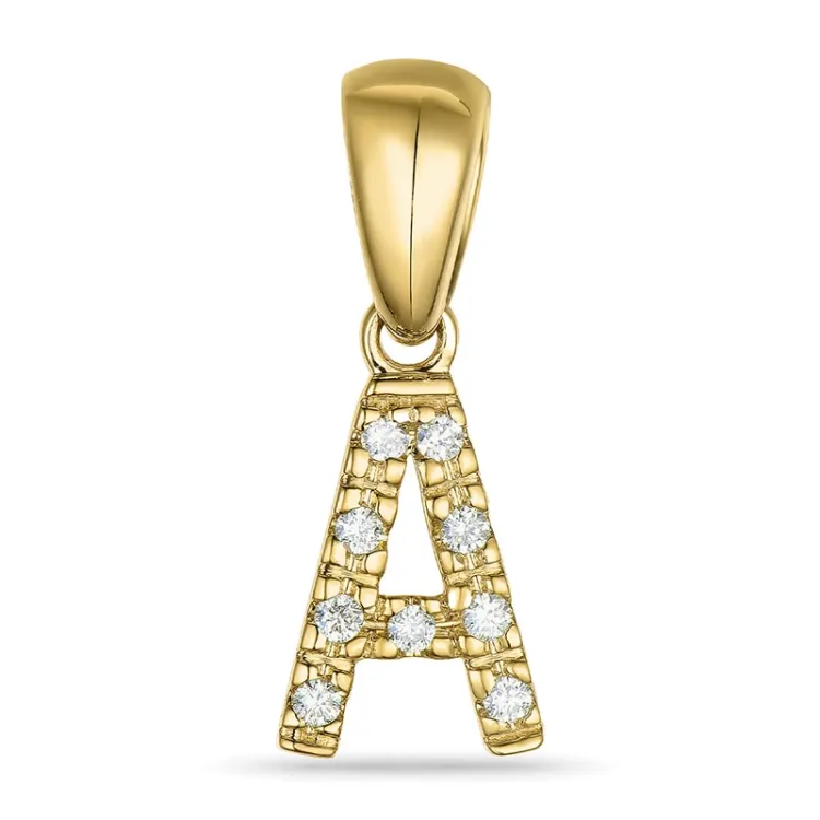 a-kirjain timantti riipus 9 karaatti kultaa 0,05 ct