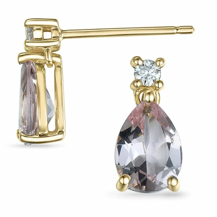 pisara Morganite briljanttikorvakorut 9 karaatin kultaa kanssa Morganite ja timantti