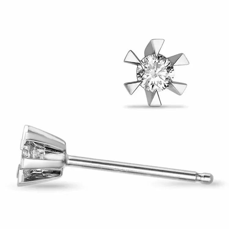 2 x 0,05 ct solitaire-nappikorvakorut 9 karaatin valkokultaa kanssa timantti 