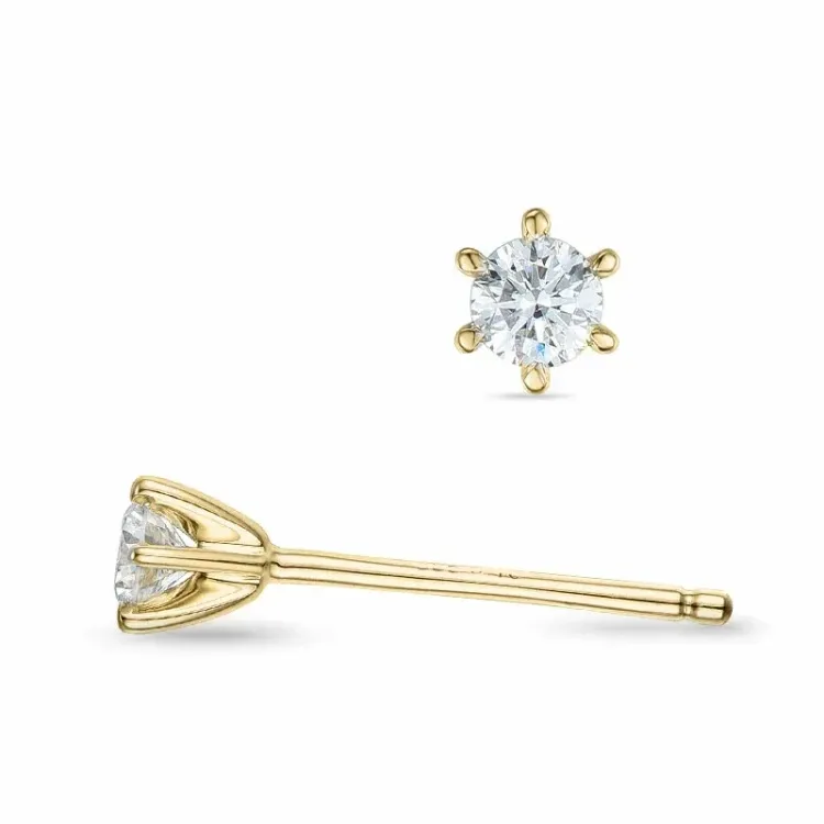 2 x 0,10 ct solitaire-nappikorvakorut 9 karaatin kultaa kanssa timantti 