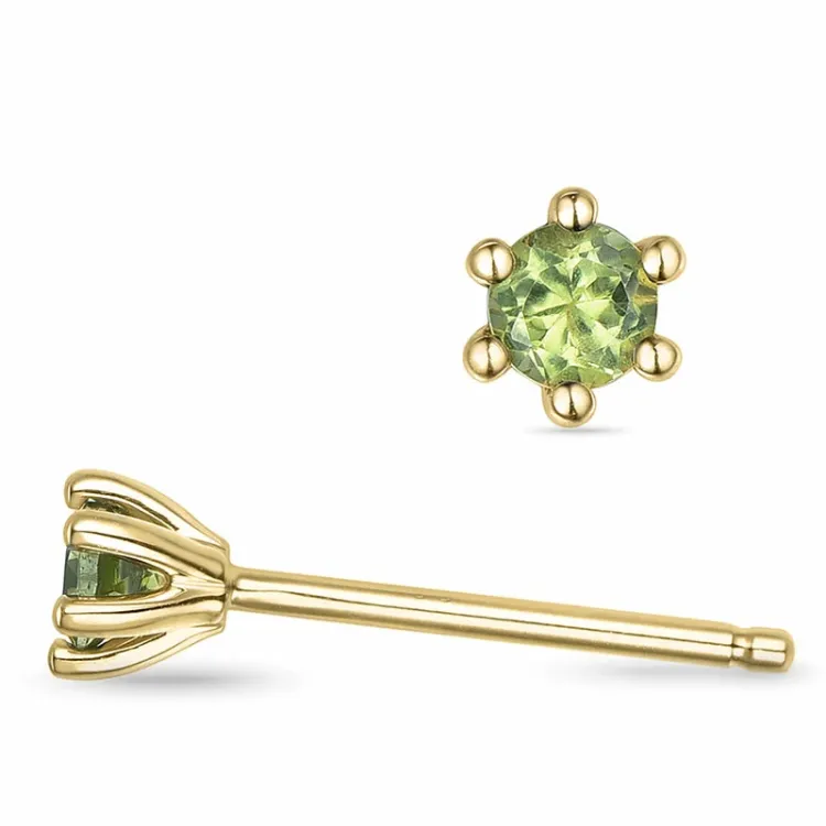 2 x 0,12 ct peridootti solitaire-nappikorvakorut 9 karaatin kultaa kanssa peridootti