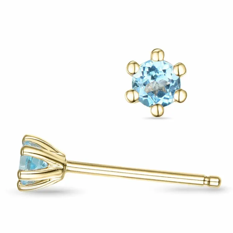 2 x 0,14 ct topaasi solitaire-nappikorvakorut 9 karaatin kultaa kanssa topaasi 