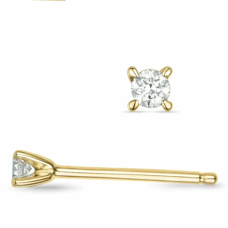 2 x 0,03 ct timantti solitaire-nappikorvakorut 9 karaatin kultaa kanssa timantti 