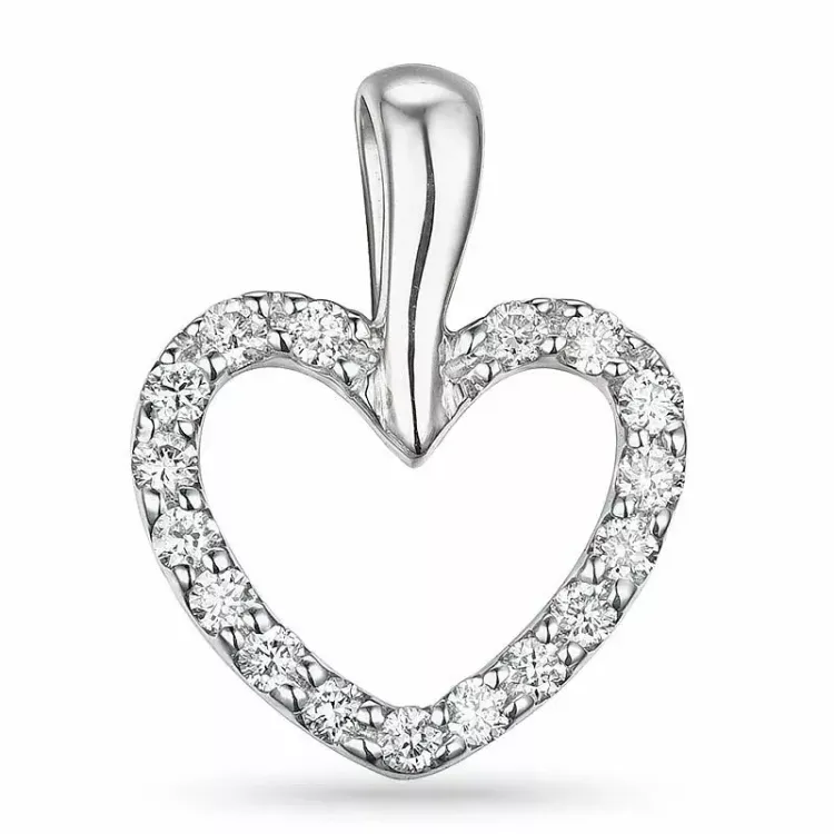 sydän timantti riipus 9 karaatti valkokultaa 0,22 ct