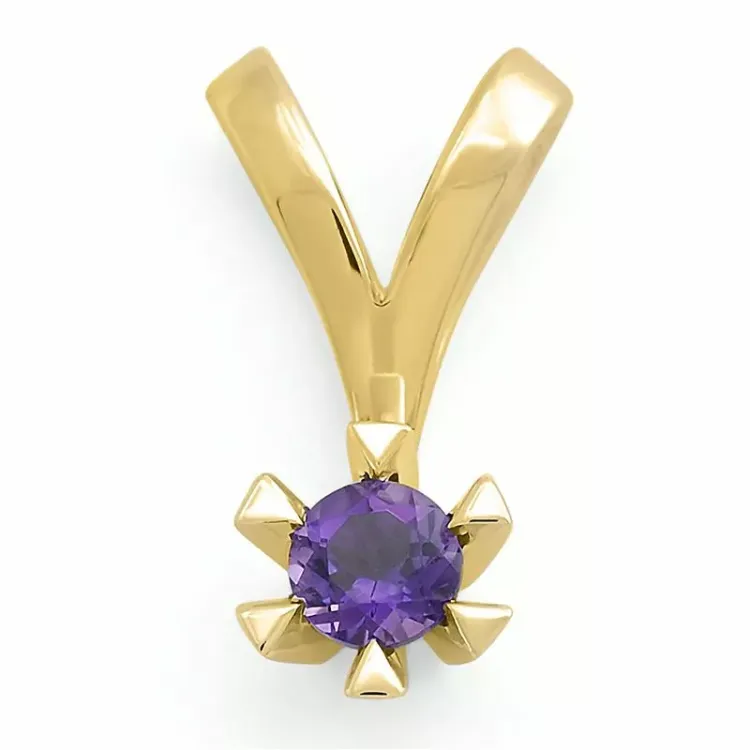 ametisti solitaire-riipus 9 karaatti kultaa 0,25 ct ct