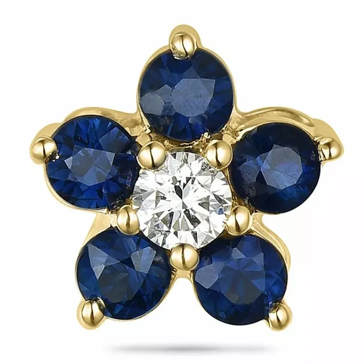 Kukka safiiri timanttiriipus 9 karaatti kultaa 0,06 ct 0,45 ct