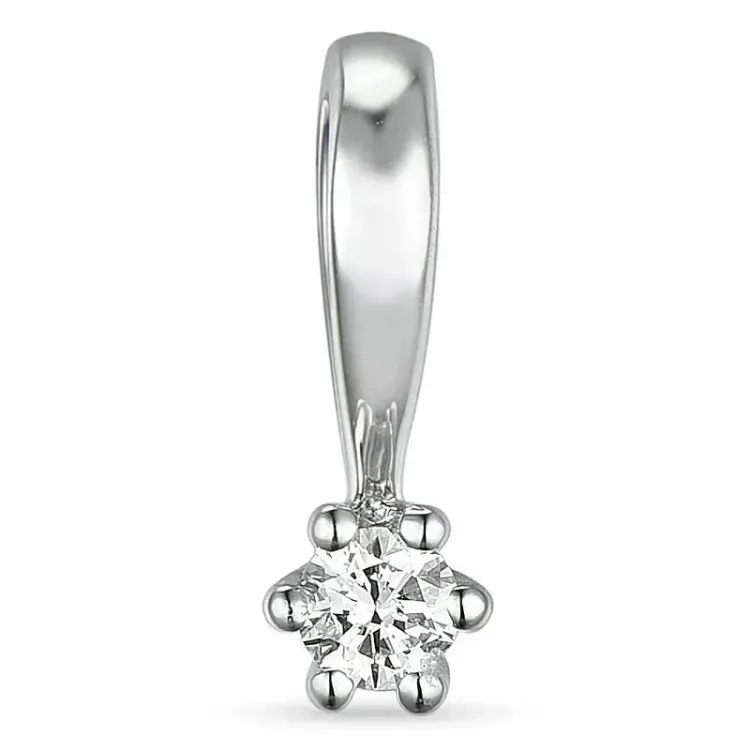 timantti solitaire-riipus 9 karaatti valkokultaa 0,05 ct