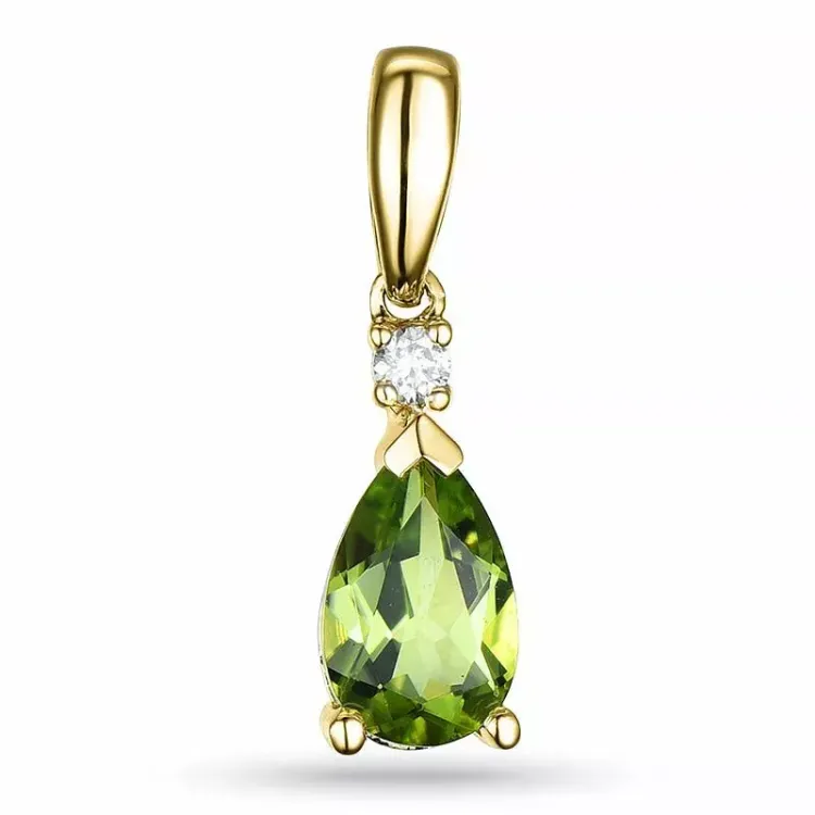 peridootti timanttiriipus 9 karaatti kultaa 0,03 ct 0,90 ct