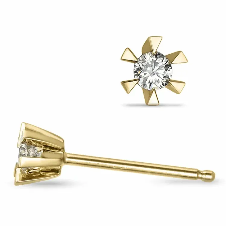 2 x 0,05 ct solitaire-nappikorvakorut 9 karaatin kultaa kanssa timantti 