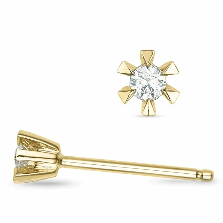 2 x 0,03 ct timantti solitaire-nappikorvakorut 9 karaatin kultaa kanssa timantti 